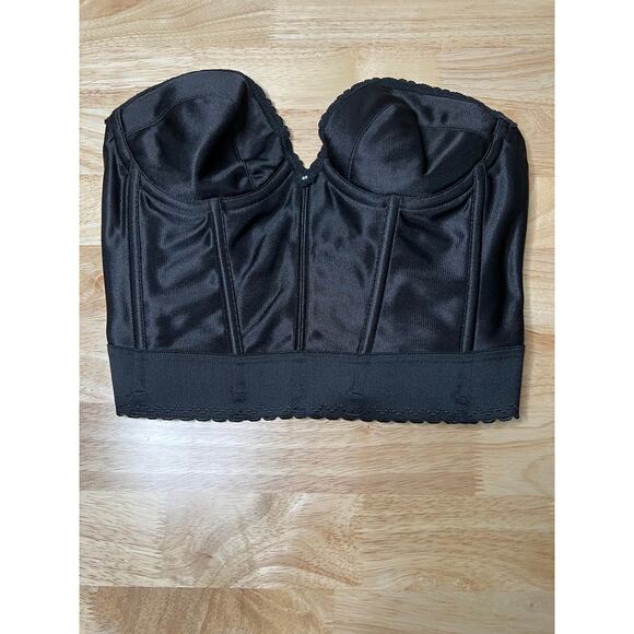 NWOT Vintage Flexees Satin Black Backless Low Plunge Strapless Bra Size 36B JL - Picture 1 of 11